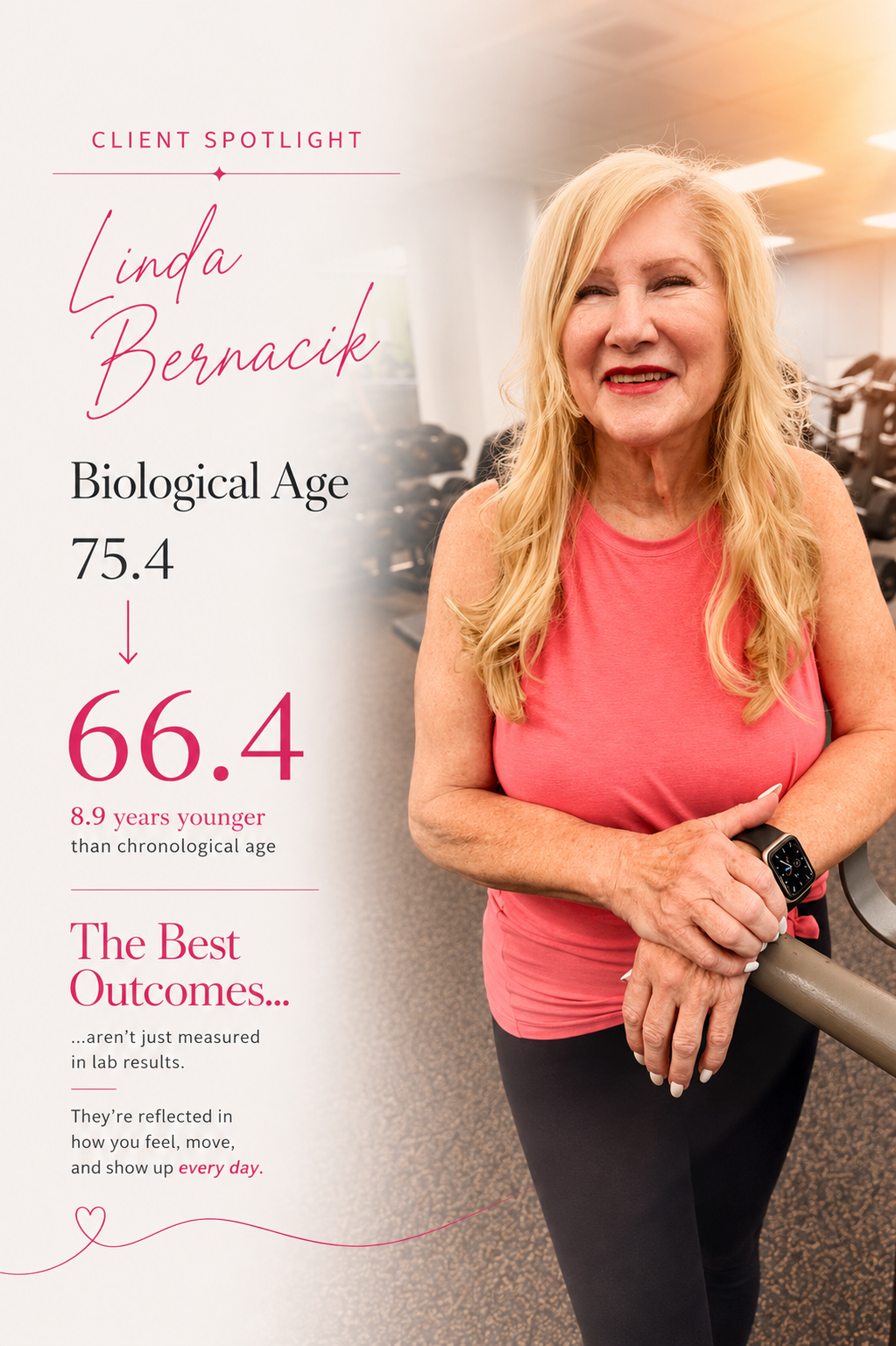 Client spotlight: Linda Bernacik lowered her biological age from 75.4 to 66.4